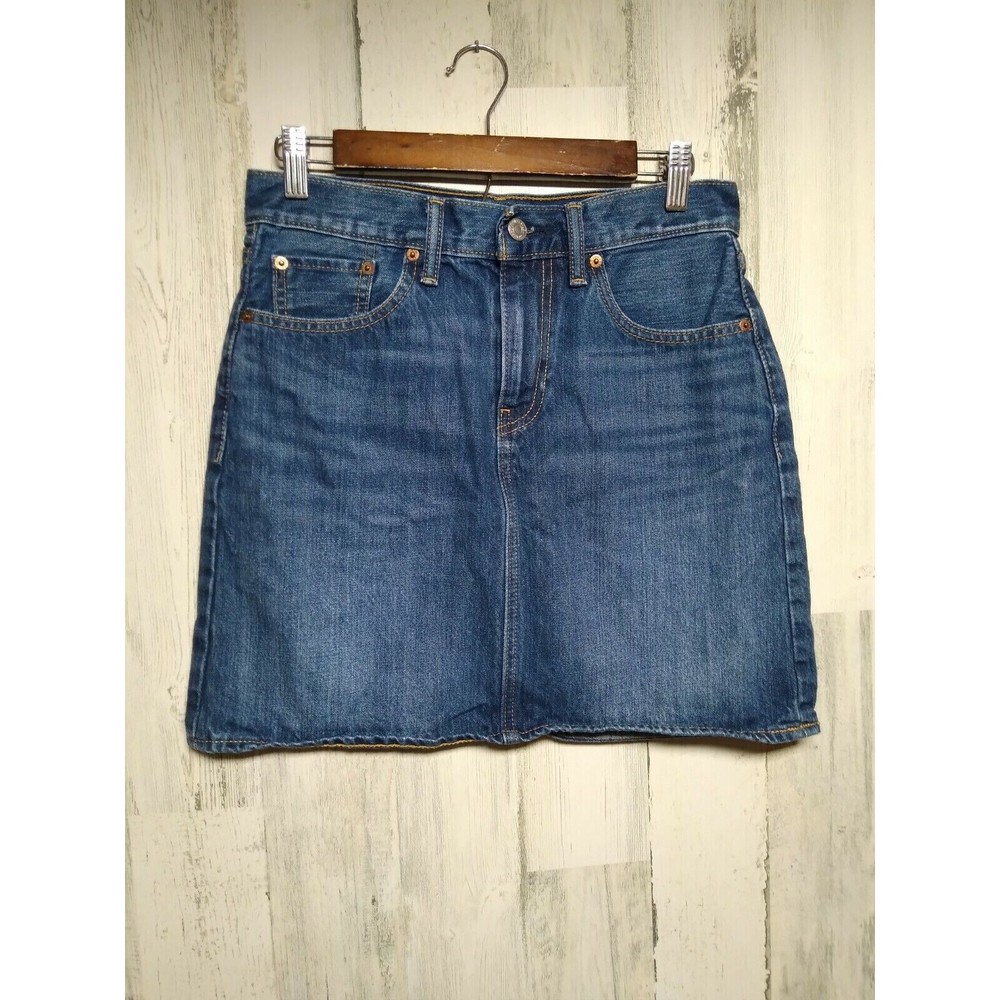 Denim A-Line Skirt in Medium Blue